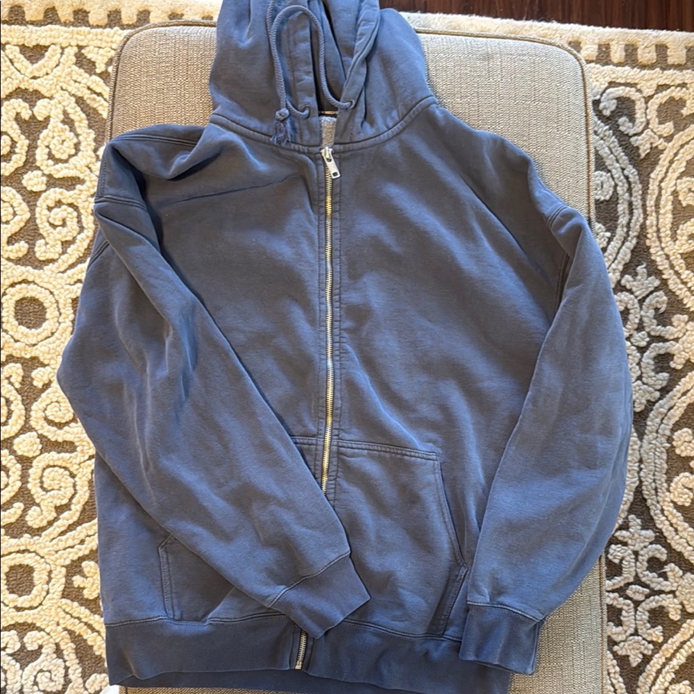 Brandy Melville Blue Zip Up Sweater Relaxed Fit